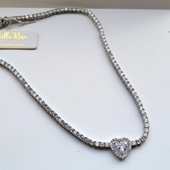 CZ Heart Tennis Necklace - Picture 2 of 5